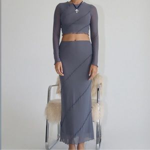 BAILEY ROSE | Elegant Gray Midi Skirt